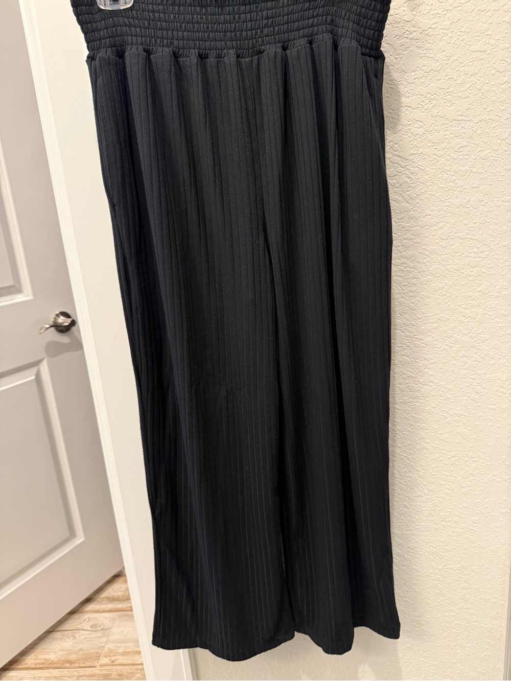 Mono B Black Ribbed Wide-Leg Pants